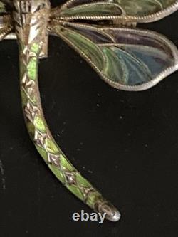 Antique Art Nouveau Silver Dragonfly Brooch hair pin pforzheim By Meyle Mayer