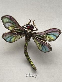 Antique Art Nouveau Silver Dragonfly Brooch hair pin pforzheim By Meyle Mayer