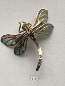 Antique Art Nouveau Silver Dragonfly Brooch hair pin pforzheim By Meyle Mayer