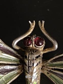 Antique Art Nouveau Silver Dragonfly Brooch hair pin pforzheim By Meyle Mayer