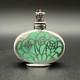 Antique Art Nouveau Silver Overlay Green Glass Miniature Bottle Withcrown Stopper