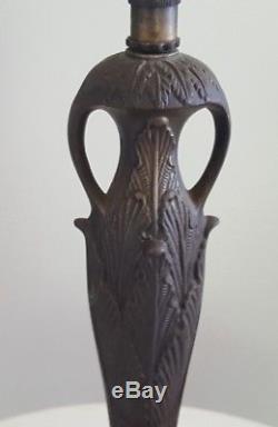 Antique Art Nouveau Slag Glass Lamp Base Daffodils Design Ornate