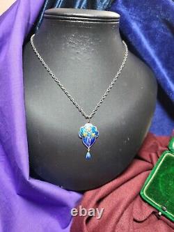 Antique Art Nouveau Sterling Silver Guilloche Enamel Pendant