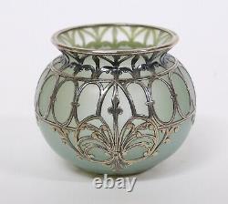 Antique Art Nouveau Sterling Silver Mounted Glass Vase c1900/10