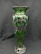 Antique Art Nouveau Sterling Silver Over Green Glass Vase, 14 Tall, With Damage