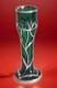 Antique Art Nouveau Sterling Silver Overlay Emerald Green Glass 6 Vase. C1910