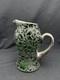 Antique Art Nouveau Sterling Silver Overlay Green Glass Pitcher, 8 3/8 Tall
