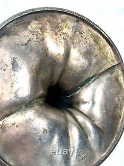 Antique Art Nouveau Table Centre Piece Silver Plate & Green Glass by Henneberg