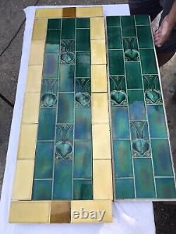 Antique Art Nouveau Tile Panel Set 2 Fireplace Cheeks Or Entrance Door Porch