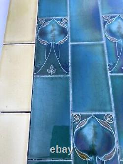 Antique Art Nouveau Tile Panel Set 2 Fireplace Cheeks Or Entrance Door Porch