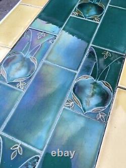 Antique Art Nouveau Tile Panel Set 2 Fireplace Cheeks Or Entrance Door Porch