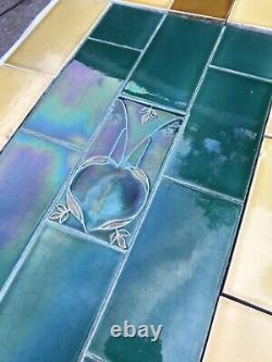 Antique Art Nouveau Tile Panel Set 2 Fireplace Cheeks Or Entrance Door Porch