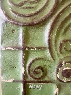 Antique Art Nouveau Tin Ceiling Tile 11x11 Green Pressed Metal Mounted