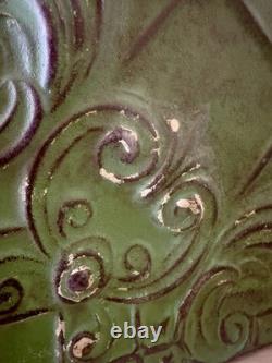 Antique Art Nouveau Tin Ceiling Tile 11x11 Green Pressed Metal Mounted