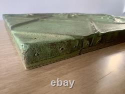 Antique Art Nouveau Tin Ceiling Tile 11x11 Green Pressed Metal Mounted