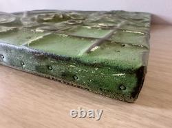 Antique Art Nouveau Tin Ceiling Tile 11x11 Green Pressed Metal Mounted