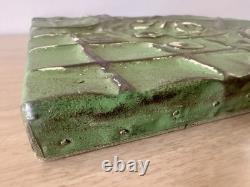 Antique Art Nouveau Tin Ceiling Tile 11x11 Green Pressed Metal Mounted