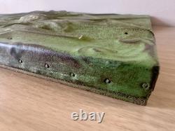 Antique Art Nouveau Tin Ceiling Tile 11x11 Green Pressed Metal Mounted