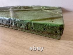 Antique Art Nouveau Tin Ceiling Tile 11x11 Green Pressed Metal Mounted