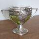 Antique Art Nouveau Wmf Pedestal Bowl, Original Lime Green Glass Liner, C. 1900