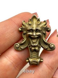 Antique Art Nouveau William Kerr Sterling Green Man Gargoyle Brooch Fob Pendant