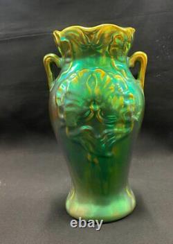 Antique Art Nouveau Zsolnay Iridescent Ceramic Vase Hungarian Art Pottery 19th C