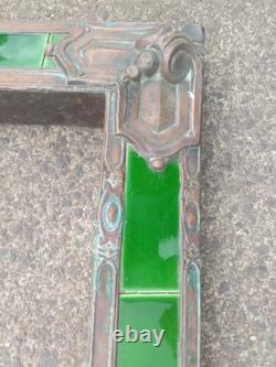Antique Art Nouveau/arts & Crafts Copper & Green Tiled Fireplace Fender