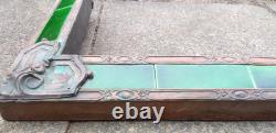 Antique Art Nouveau/arts & Crafts Copper & Green Tiled Fireplace Fender