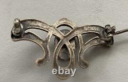 Antique Art Nouveau brooch Peacock Eye Glass with ormolu mount