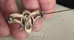Antique Art Nouveau brooch Peacock Eye Glass with ormolu mount