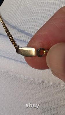 Antique Art Nouveau gold filled green uranium glass faceted stone necklace