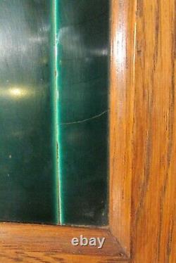 Antique Art Nouveau oak WASH STAND black marble & green tube line tiles