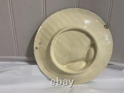 Antique Asparagus & Shell Plate, Majolica Barbotine Art Nouveau Dish RARE