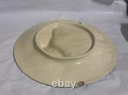 Antique Asparagus & Shell Plate, Majolica Barbotine Art Nouveau Dish RARE