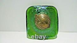 Antique Attributed Loetz Art Nouveau Iridescent Green Glass Inkwell