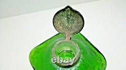 Antique Attributed Loetz Art Nouveau Iridescent Green Glass Inkwell