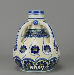 Antique Austrian Art Nouveau Vase c1900 Hand Painted Amphora Style Pottery 18cm