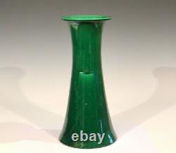 Antique Awaji Pottery Organic Green Large Monochrome Art Nouveau Vase 14