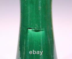 Antique Awaji Pottery Organic Green Large Monochrome Art Nouveau Vase 14