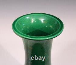 Antique Awaji Pottery Organic Green Large Monochrome Art Nouveau Vase 14