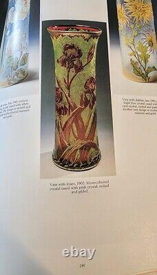 Antique Baccarat 1900's Tall Rare Crystal Cased Etched Moss w-Cranberry Iris's