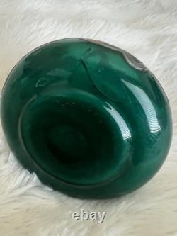 Antique Beautiful Emerald Green Art Nouveau Silver Overlay Perfume Bottle