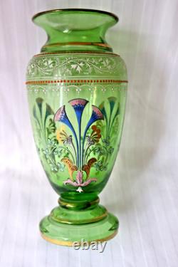 Antique Bohemian Art Glass Hyacinth enamel gilt vase 1880-1900