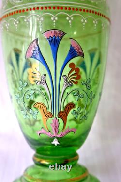Antique Bohemian Art Glass Hyacinth enamel gilt vase 1880-1900
