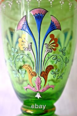 Antique Bohemian Art Glass Hyacinth enamel gilt vase 1880-1900