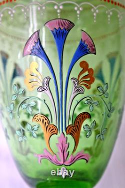 Antique Bohemian Art Glass Hyacinth enamel gilt vase 1880-1900