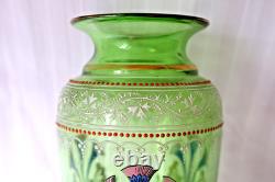 Antique Bohemian Art Glass Hyacinth enamel gilt vase 1880-1900