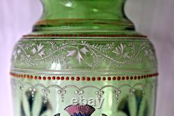 Antique Bohemian Art Glass Hyacinth enamel gilt vase 1880-1900