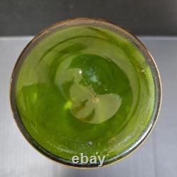 Antique Bohemian Art Nouveau Emerald Green Gold Gilt Purple Blown Glass Vase 11