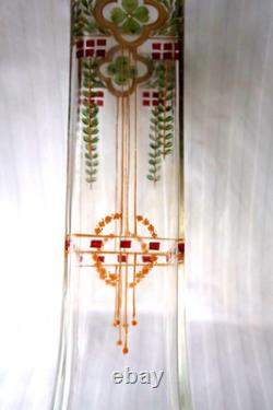 Antique Bohemian Art Nouveau Secession Josef Riedel glass enamel vase 1900